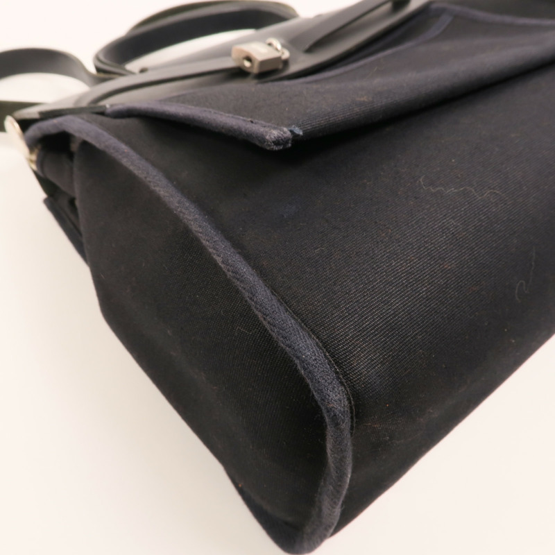 HERMES 帆布Herbag 31銀扣手挽肩背兩用袋Noir-13