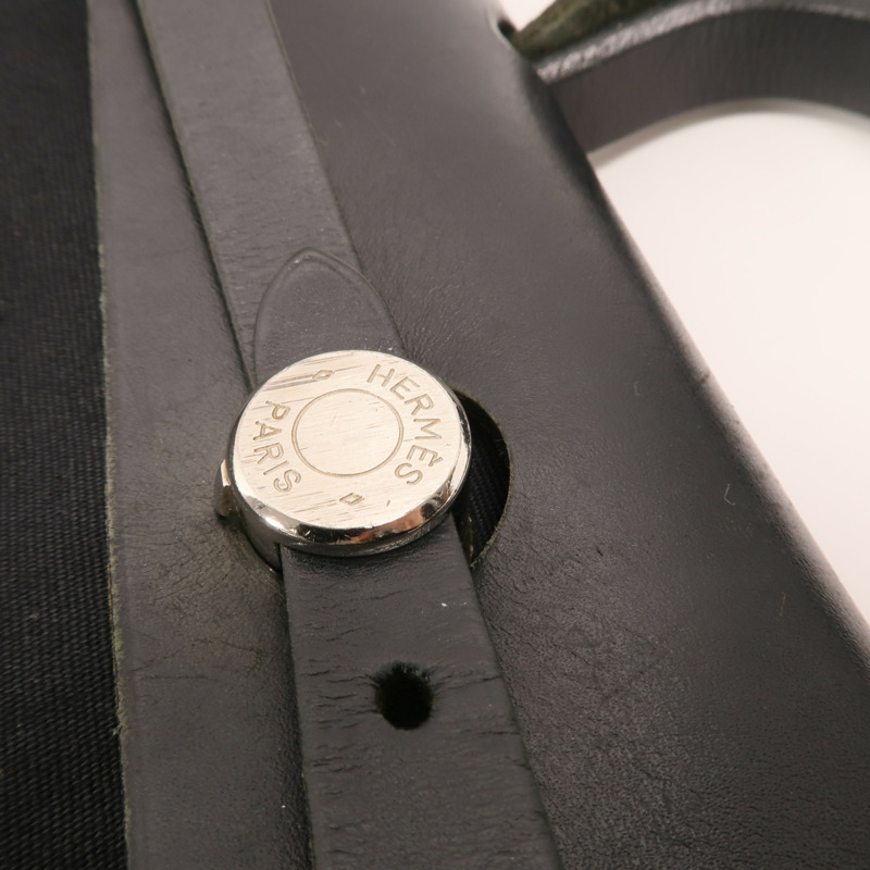 HERMES 帆布Herbag 31銀扣手挽肩背兩用袋Noir-17