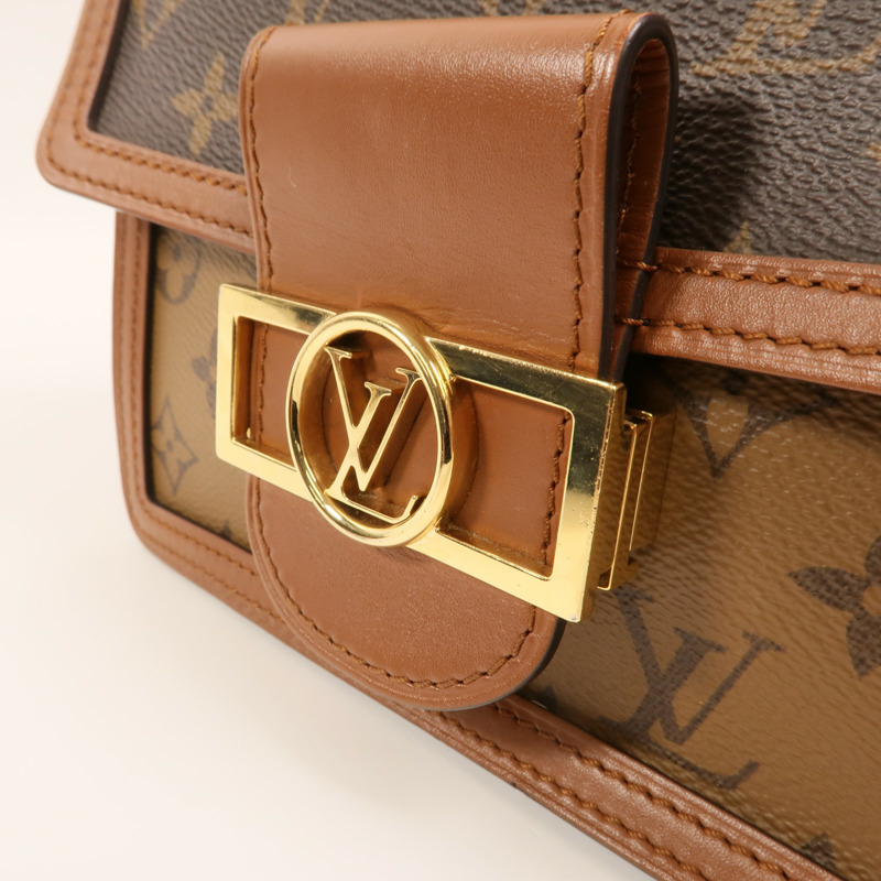 LOUIS VUITTON Monogram Reverse Mini Dauphine金扣肩背袋-12