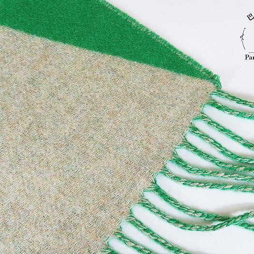 【巴黎站二手名牌專賣店】＊現貨＊HERMES 愛馬仕 真品＊綠/灰色喀什米爾羊絨流蘇圍巾 披肩140CM-3