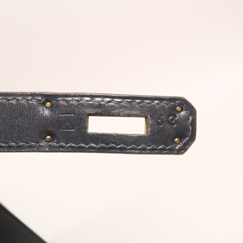 HERMES Box Calf皮革Kelly 35金扣手挽肩背兩用袋Noir-6