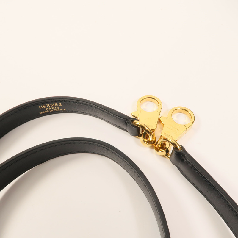HERMES Box Calf皮革Kelly 35金扣手挽肩背兩用袋Noir-15