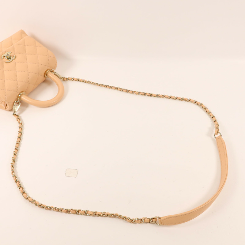 CHANEL 牛皮皮革Coco Handle Mini金扣手挽肩背兩用袋-4