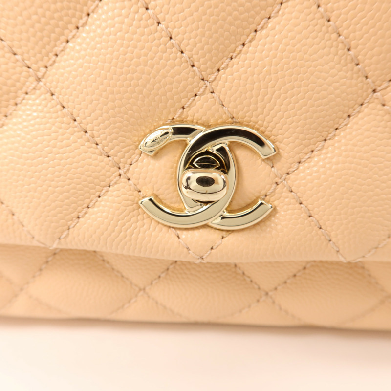 CHANEL 牛皮皮革Coco Handle Mini金扣手挽肩背兩用袋-9