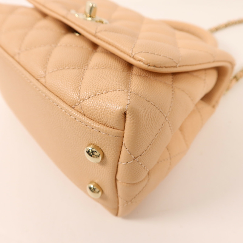 CHANEL 牛皮皮革Coco Handle Mini金扣手挽肩背兩用袋-11