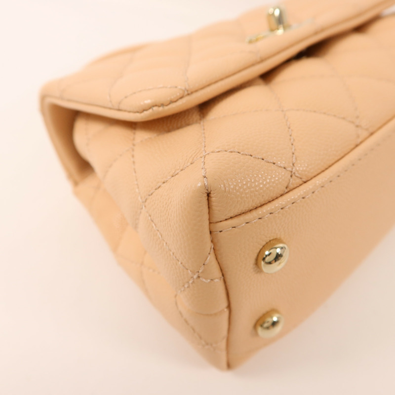 CHANEL 牛皮皮革Coco Handle Mini金扣手挽肩背兩用袋-12