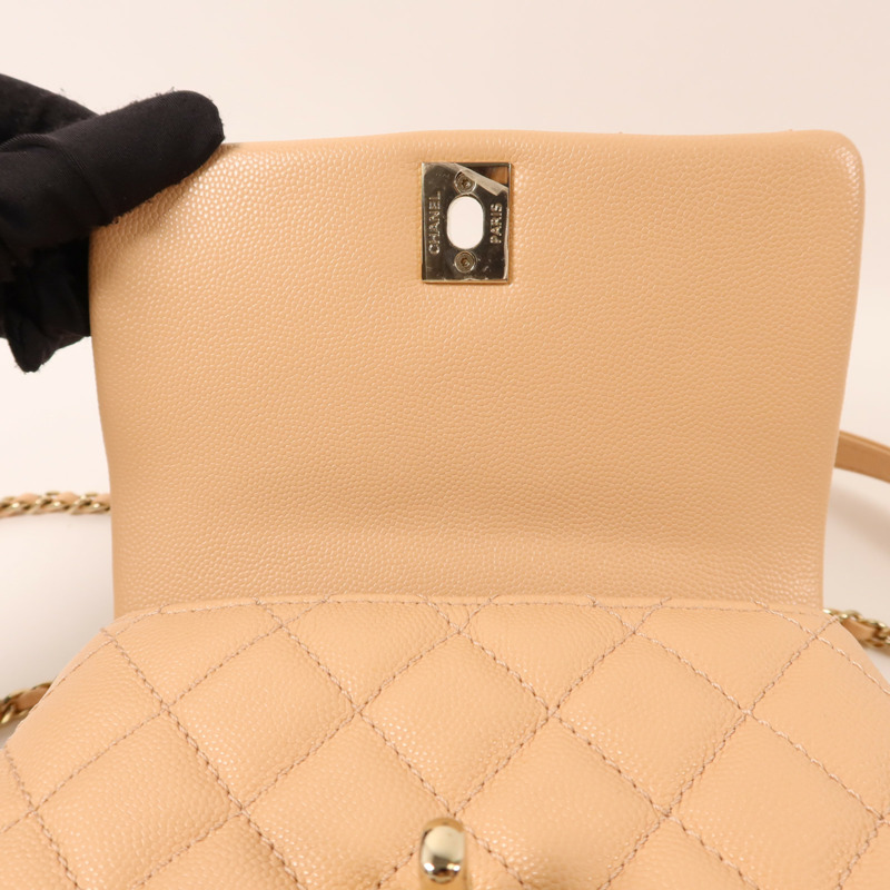 CHANEL 牛皮皮革Coco Handle Mini金扣手挽肩背兩用袋-16