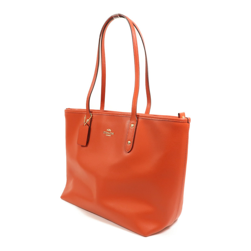 COACH 牛皮皮革Tote Bag金扣手挽袋-2