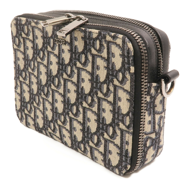 Dior 帆布Oblique Zipped Pouch With Strap銀扣肩背袋-2