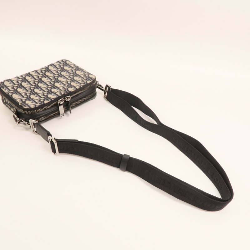 Dior 帆布Oblique Zipped Pouch With Strap銀扣肩背袋-7