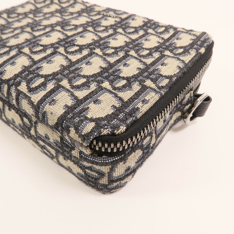 Dior 帆布Oblique Zipped Pouch With Strap銀扣肩背袋-9