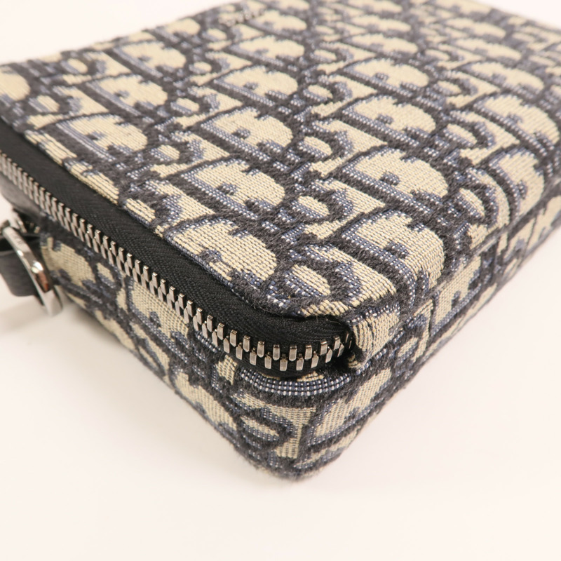 Dior 帆布Oblique Zipped Pouch With Strap銀扣肩背袋-10