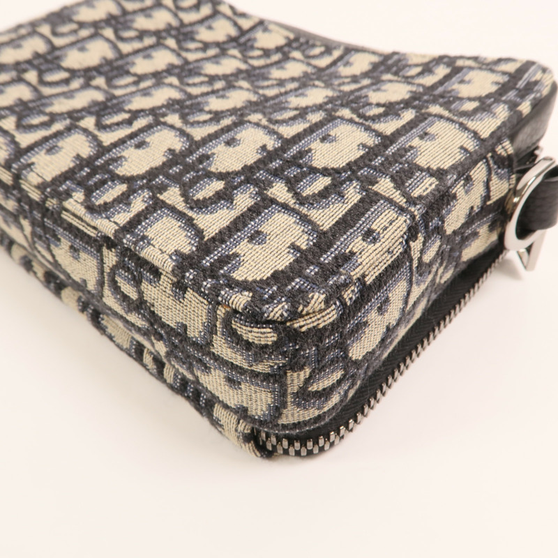 Dior 帆布Oblique Zipped Pouch With Strap銀扣肩背袋-11