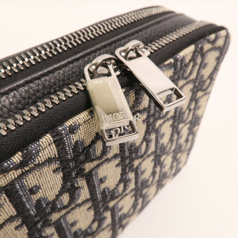 Dior 帆布Oblique Zipped Pouch With Strap銀扣肩背袋-13