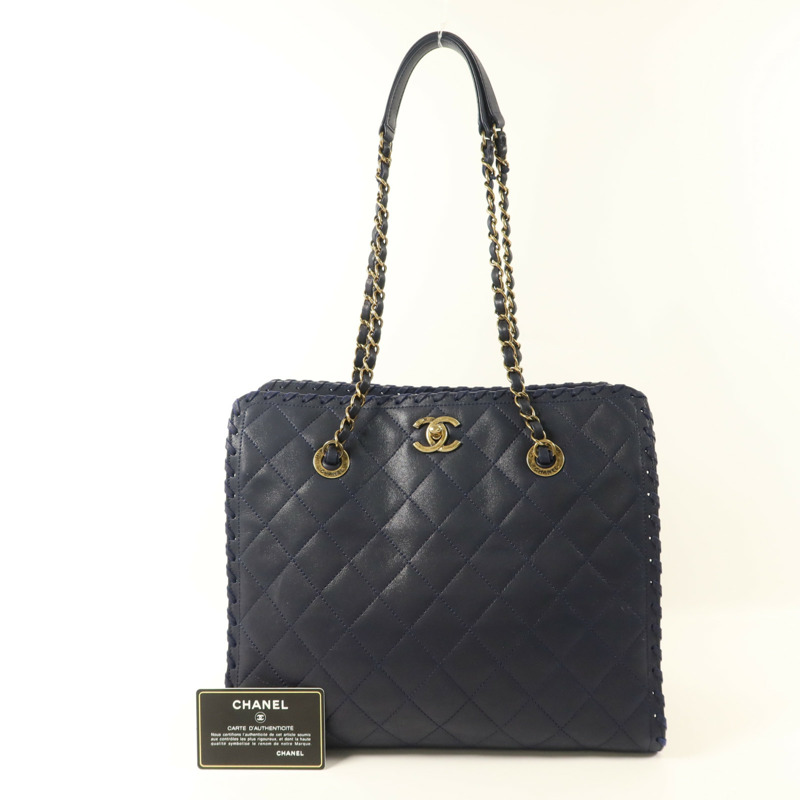 CHANEL 牛皮皮革Tote Bag金扣手挽袋-20