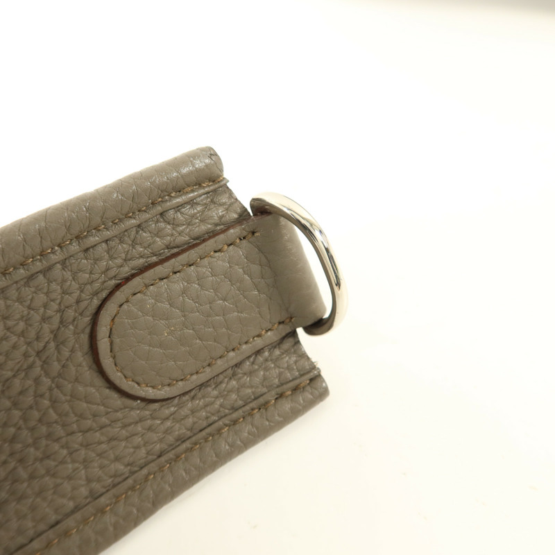 HERMES Clemence皮革Evelyne GM銀扣肩背袋Etoupe-8