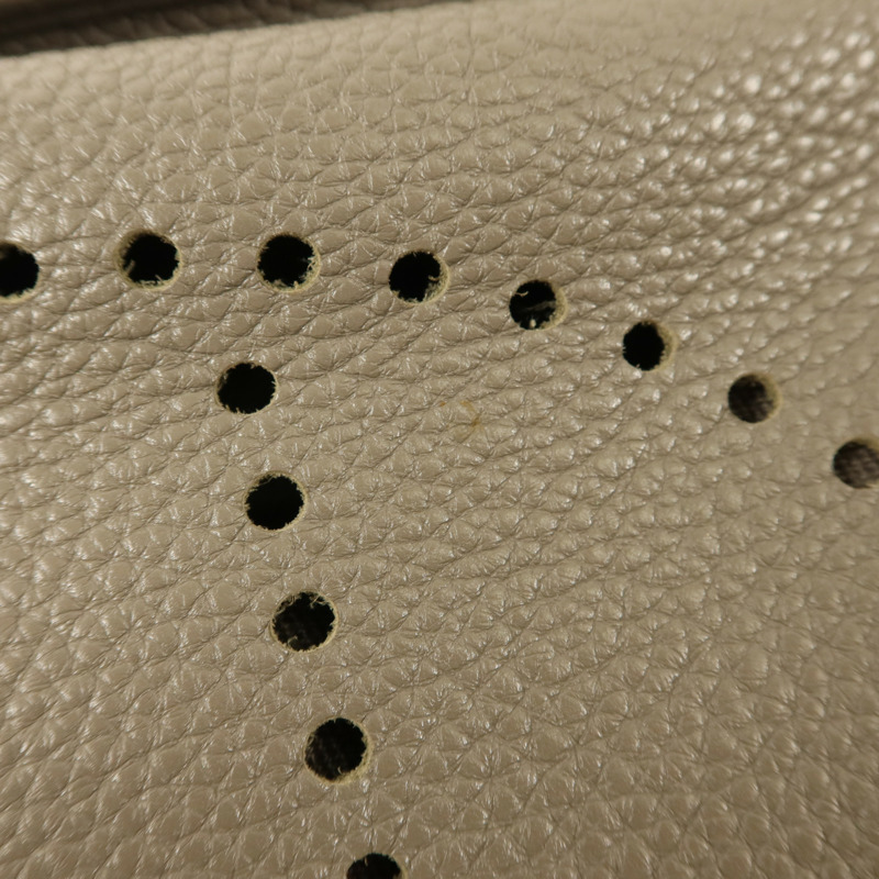 HERMES Clemence皮革Evelyne GM銀扣肩背袋Etoupe-17