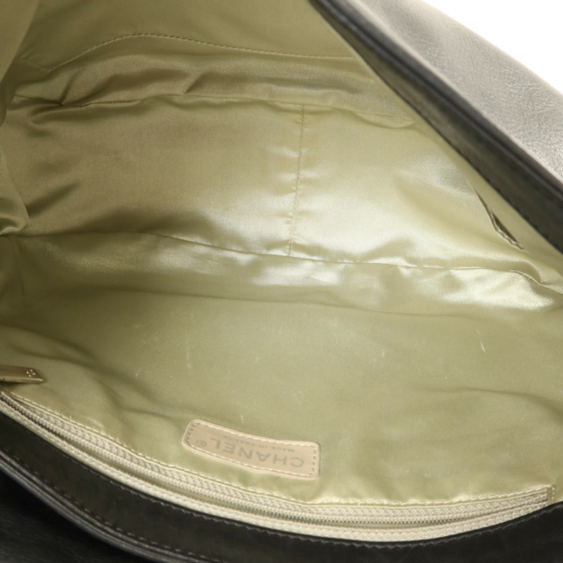 CHANEL 牛皮皮革Handbag銀扣手挽袋-5