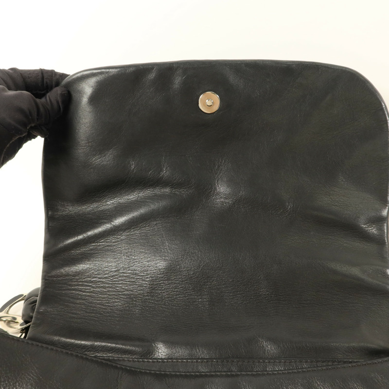 CHANEL 牛皮皮革Handbag銀扣手挽袋-16