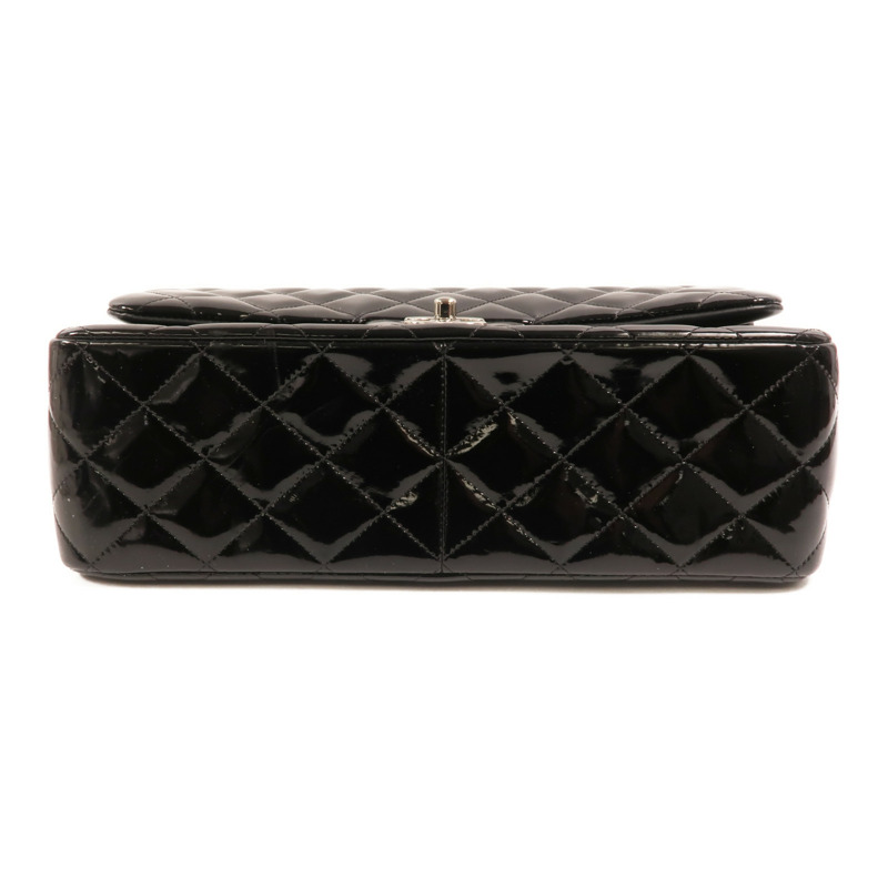 CHANEL 漆皮皮革Large Classic銀扣鏈帶肩背袋-3