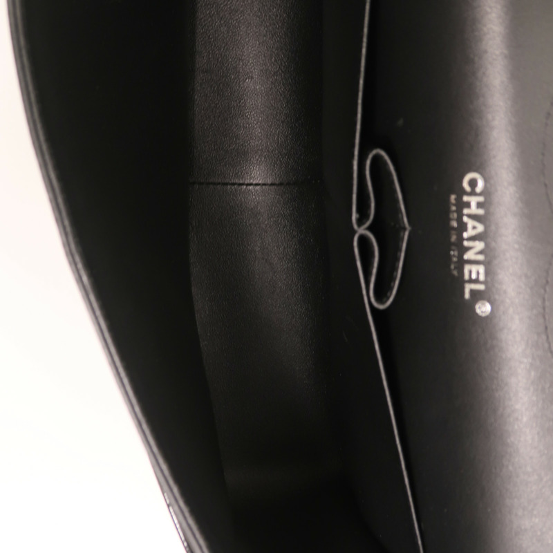 CHANEL 漆皮皮革Large Classic銀扣鏈帶肩背袋-4