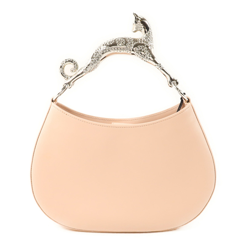 LANVIN 牛皮皮革Hobo Bag With Cat Handle銀扣手挽肩背兩用袋-1