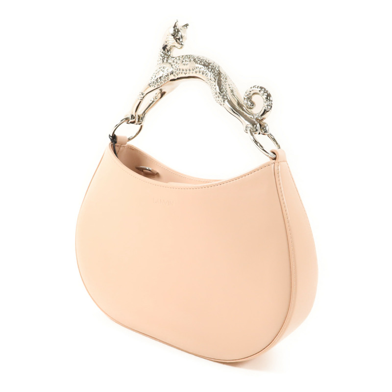 LANVIN 牛皮皮革Hobo Bag With Cat Handle銀扣手挽肩背兩用袋-2