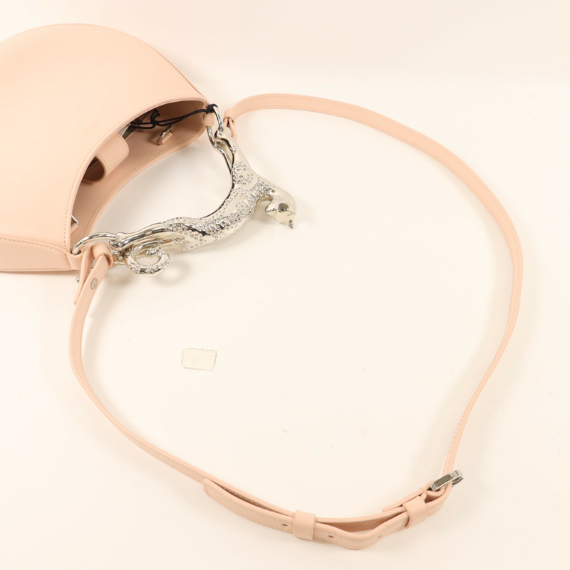 LANVIN 牛皮皮革Hobo Bag With Cat Handle銀扣手挽肩背兩用袋-4