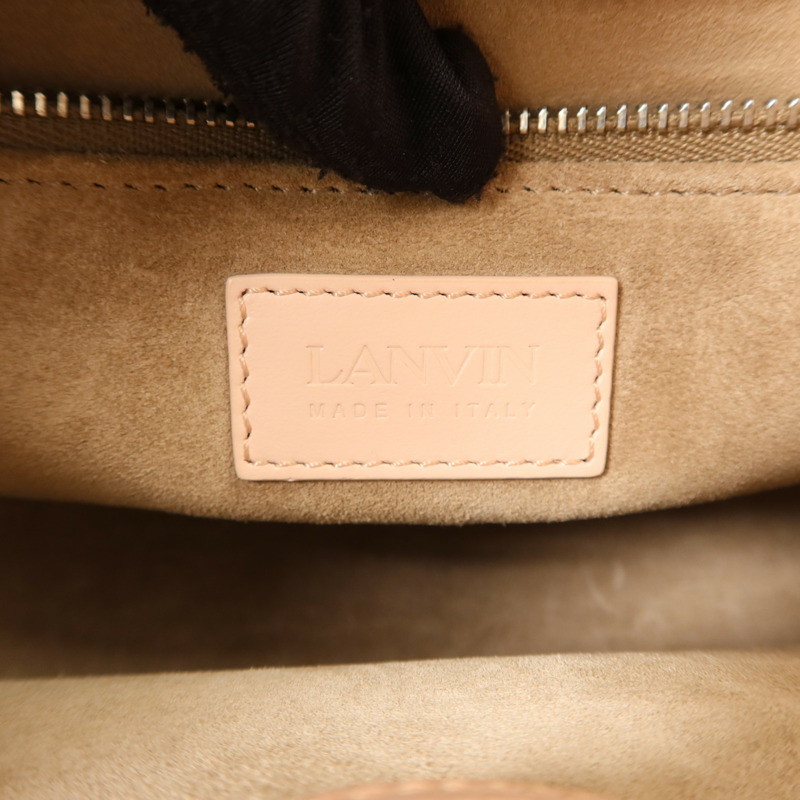 LANVIN 牛皮皮革Hobo Bag With Cat Handle銀扣手挽肩背兩用袋-6