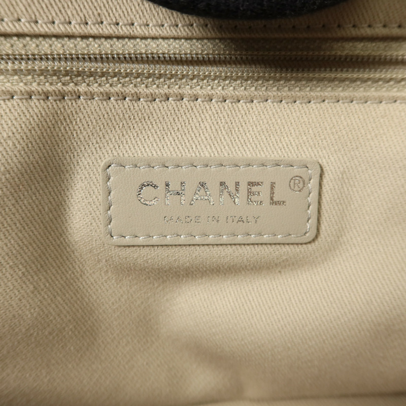 CHANEL 帆布Deauville銀扣手挽肩背兩用袋-6