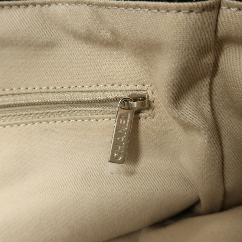 CHANEL 帆布Deauville銀扣手挽肩背兩用袋-7