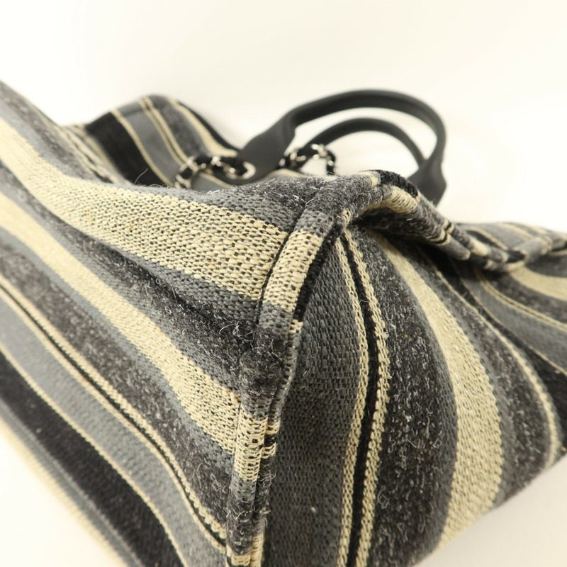 CHANEL 帆布Deauville銀扣手挽肩背兩用袋-11