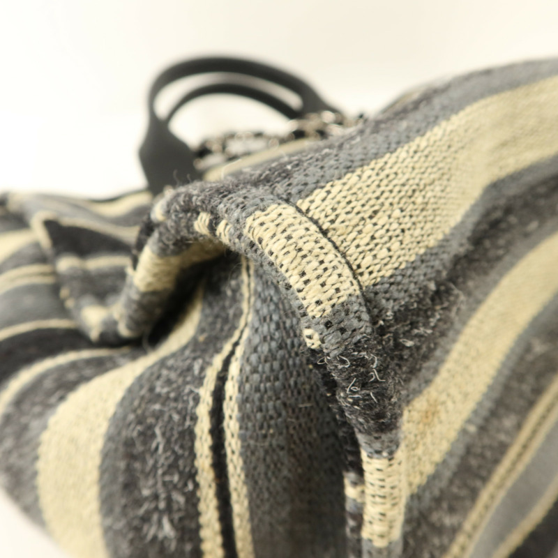 CHANEL 帆布Deauville銀扣手挽肩背兩用袋-12