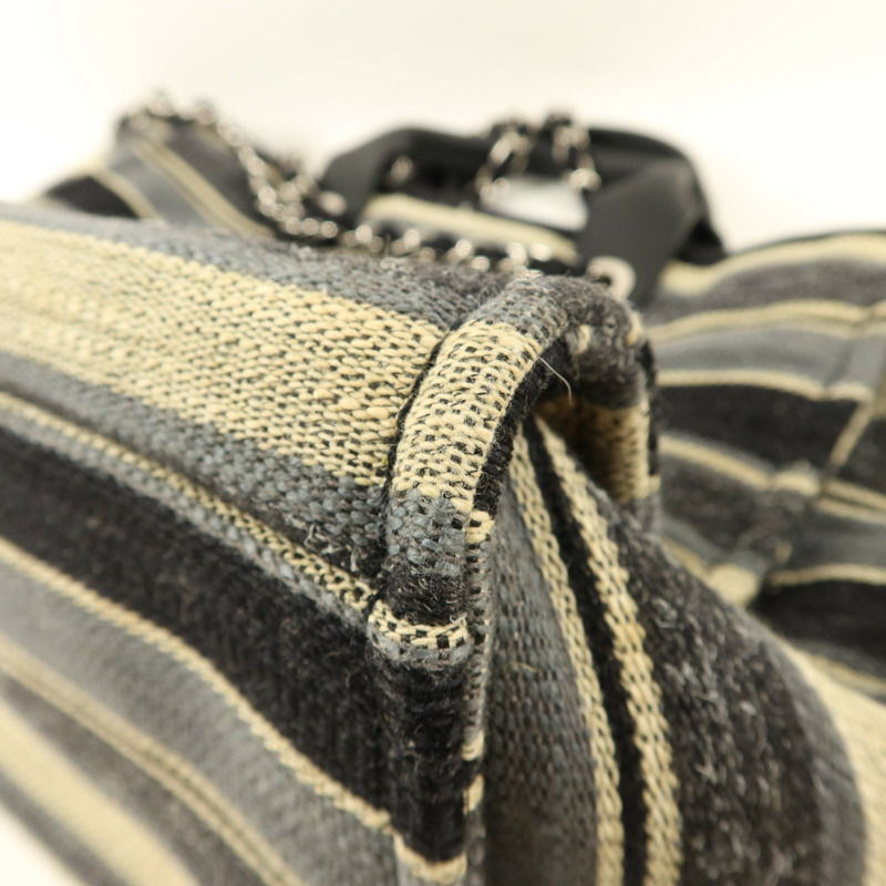 CHANEL 帆布Deauville銀扣手挽肩背兩用袋-13