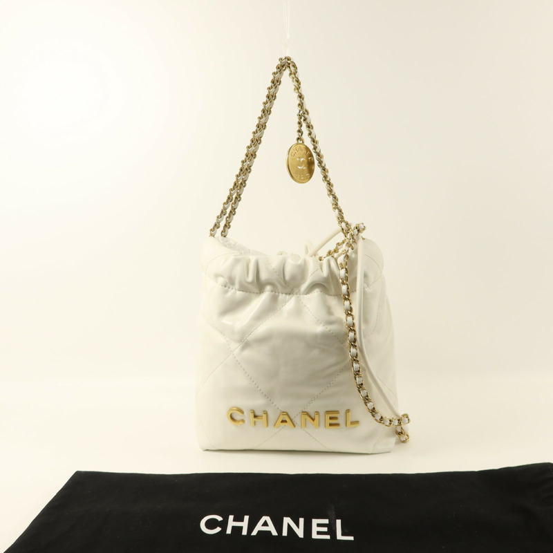 CHANEL 牛皮皮革Chanel 22 Mini金扣手挽肩背兩用袋-14