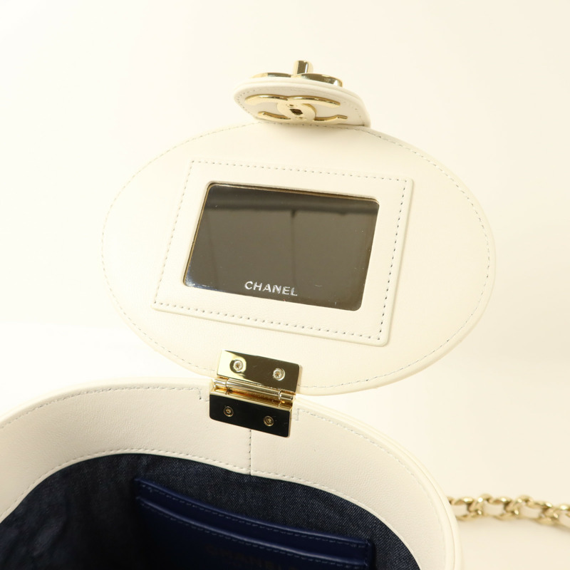 CHANEL 牛皮皮革Shoulder Bag金扣鏈帶肩背袋-9