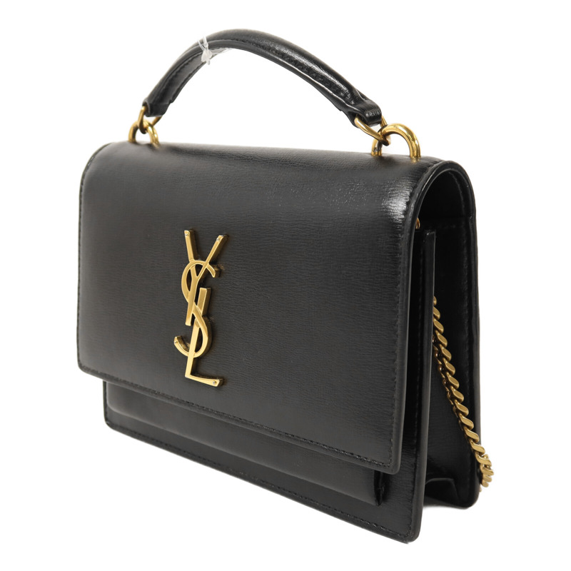 SAINT LAURENT 牛皮皮革Sunset Mini金扣鏈帶手挽肩背兩用袋-2
