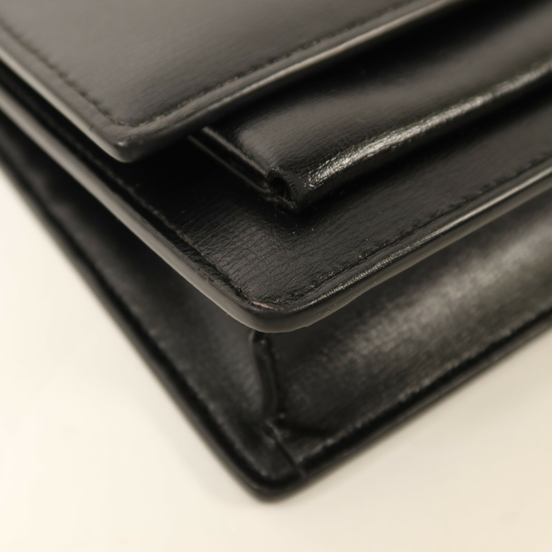 SAINT LAURENT 牛皮皮革Sunset Mini金扣鏈帶手挽肩背兩用袋-9