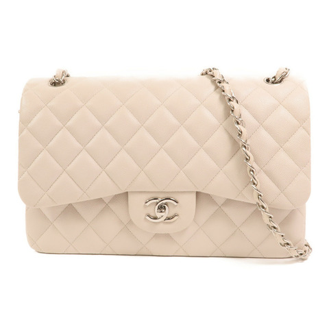 CHANEL 牛皮皮革Large Classic銀扣鏈帶肩背袋