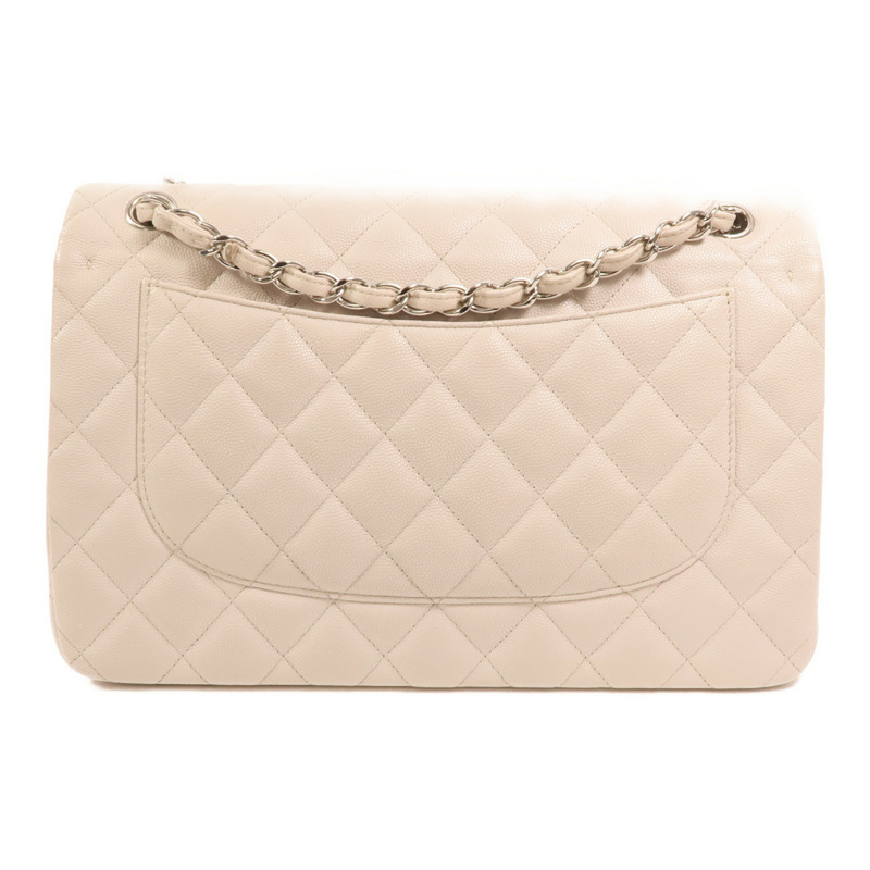 CHANEL 牛皮皮革Large Classic銀扣鏈帶肩背袋-1