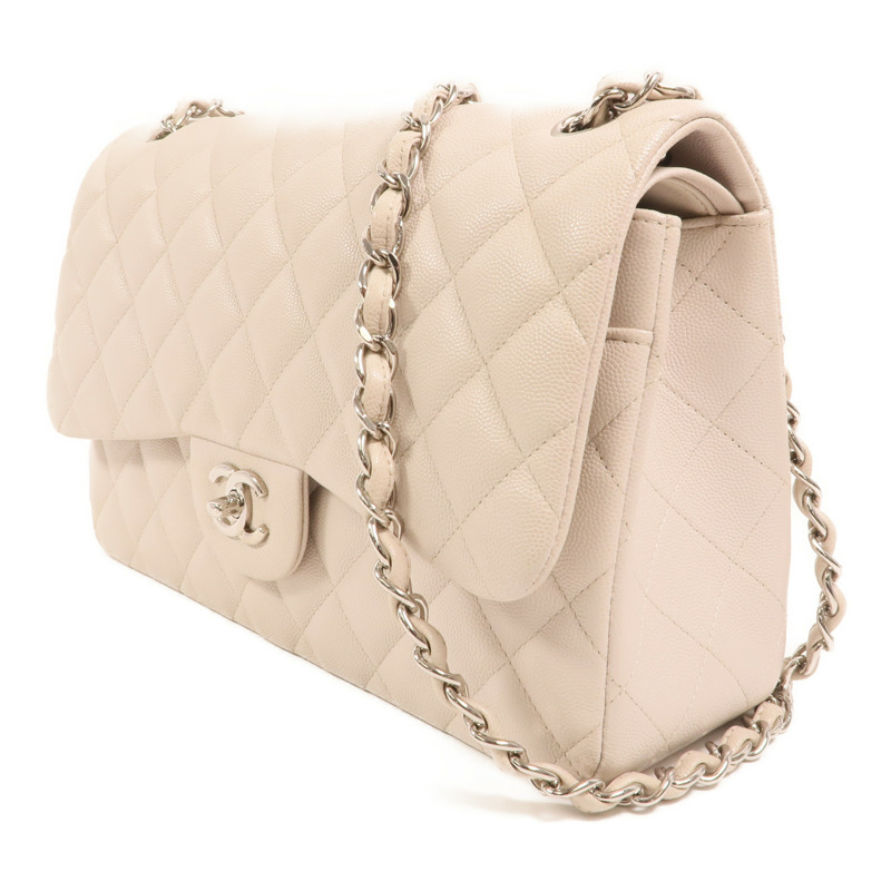 CHANEL 牛皮皮革Large Classic銀扣鏈帶肩背袋-2