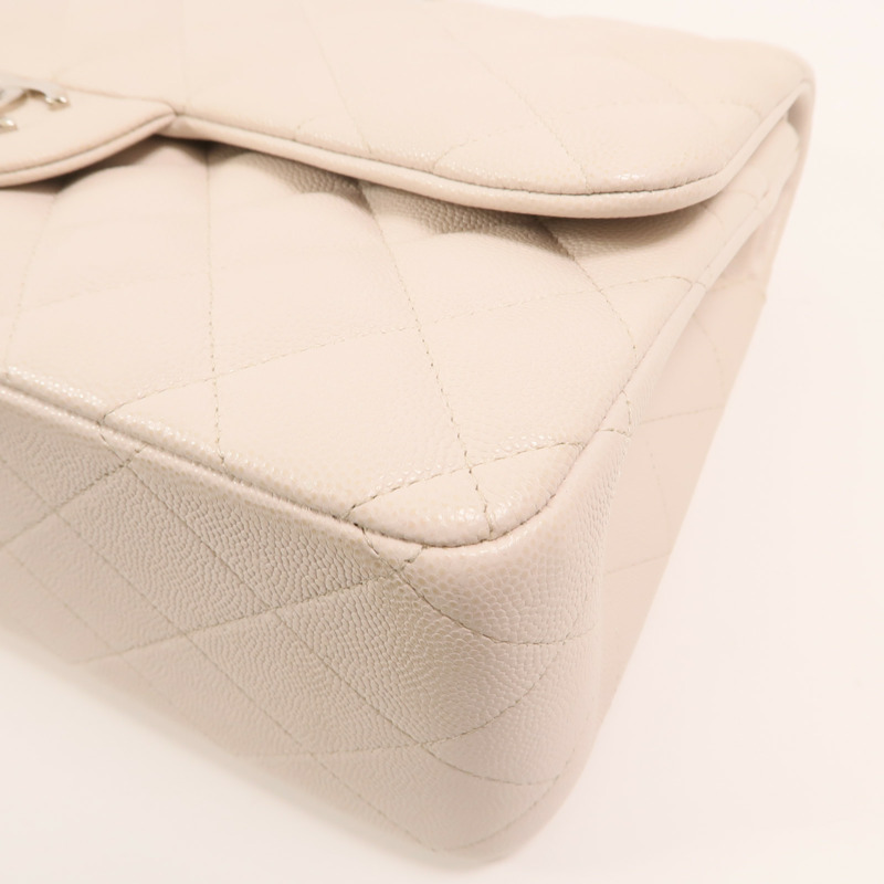 CHANEL 牛皮皮革Large Classic銀扣鏈帶肩背袋-10