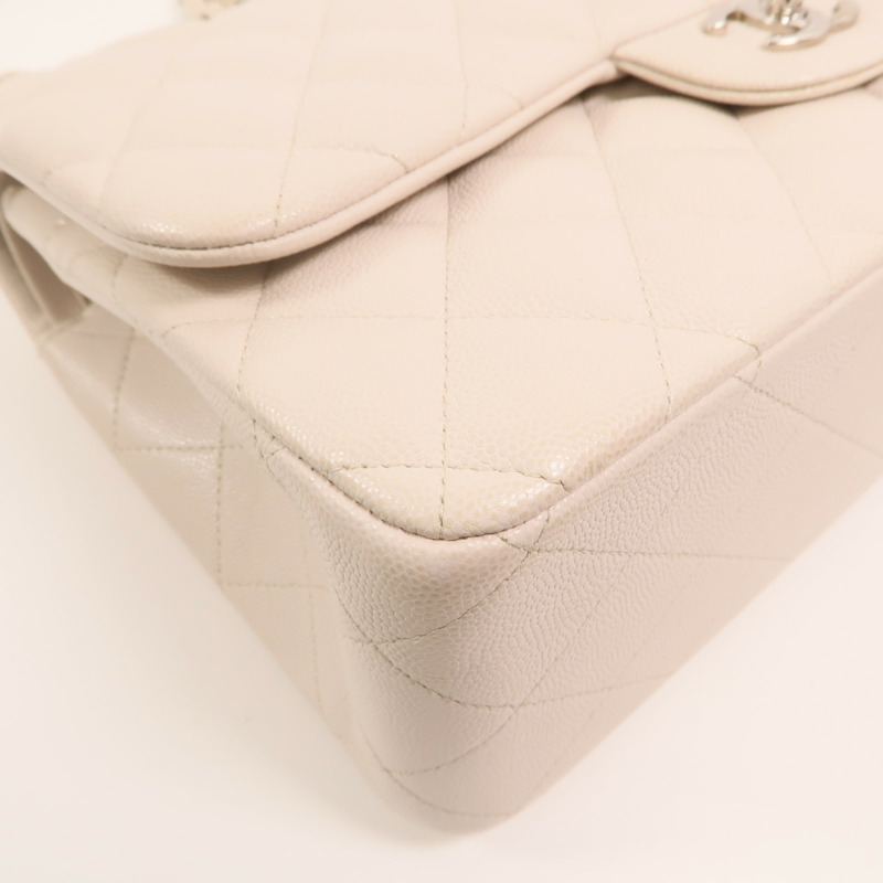 CHANEL 牛皮皮革Large Classic銀扣鏈帶肩背袋-11