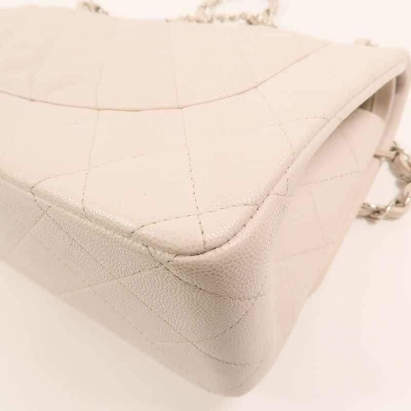 CHANEL 牛皮皮革Large Classic銀扣鏈帶肩背袋-12