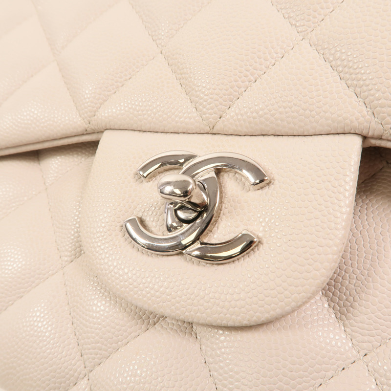 CHANEL 牛皮皮革Large Classic銀扣鏈帶肩背袋-14