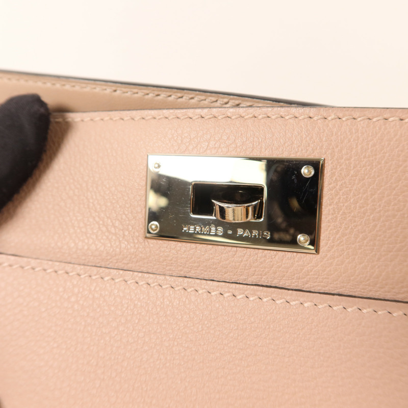 HERMES Evercolor皮革Tool Box 20銀扣手挽肩背兩用袋Glycine-9