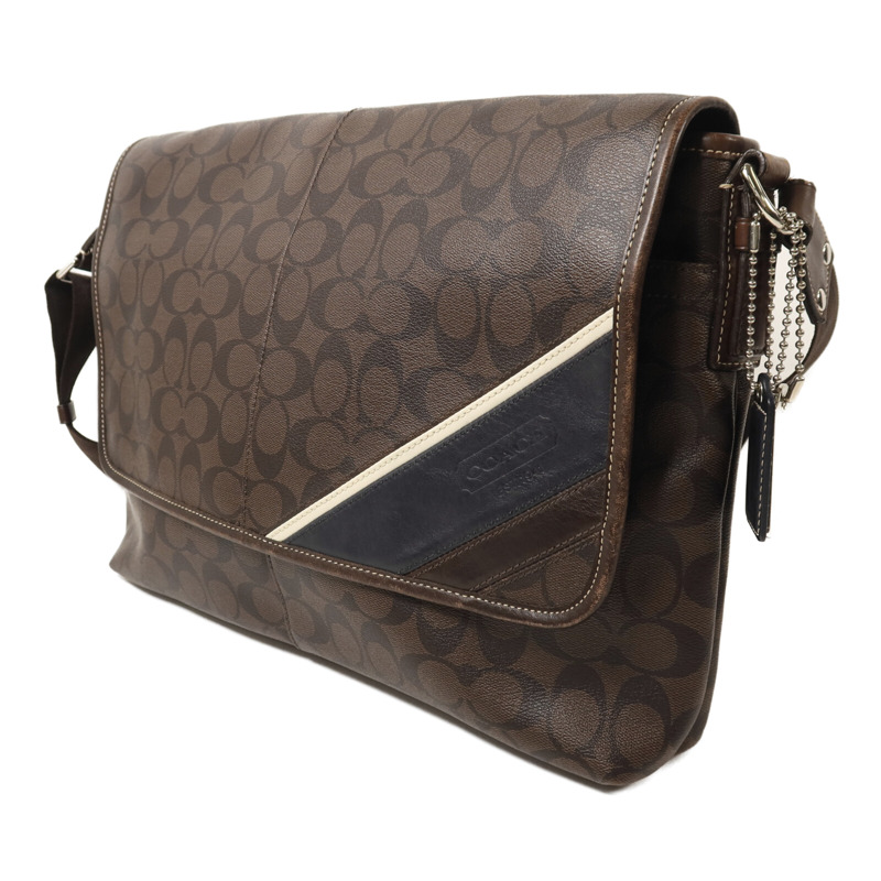 COACH 塗層帆布Shoulder Bag銀扣肩背袋-2