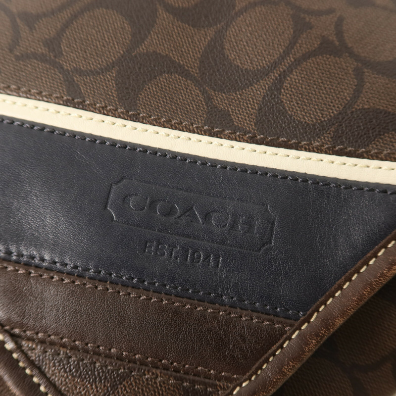 COACH 塗層帆布Shoulder Bag銀扣肩背袋-9