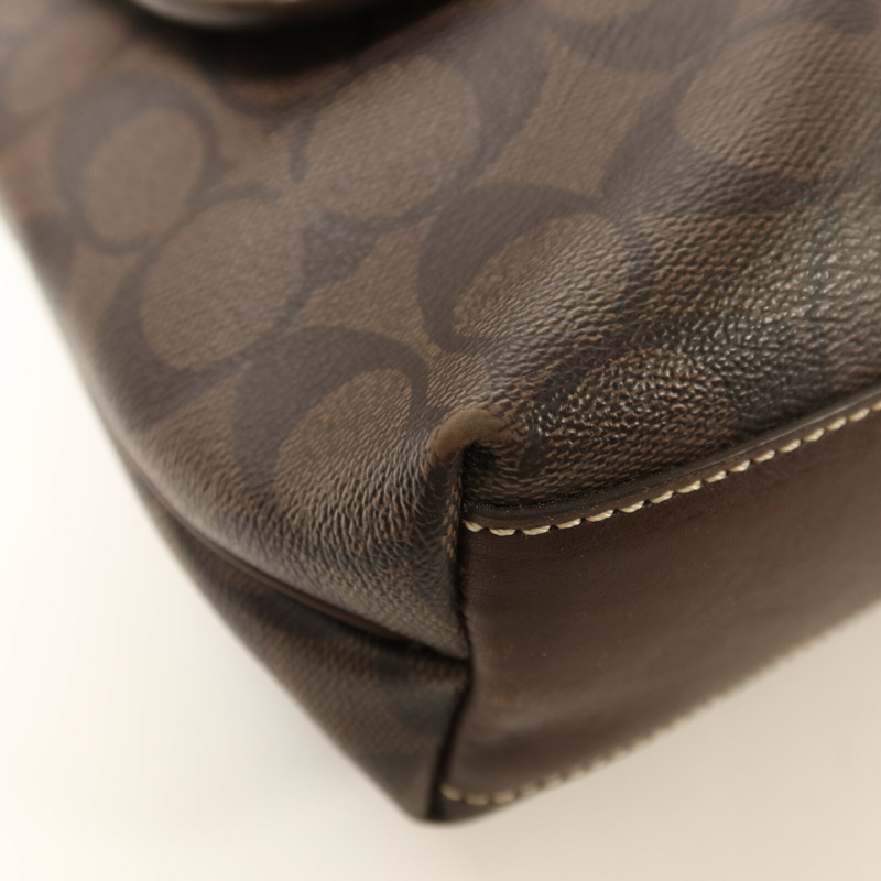 COACH 塗層帆布Shoulder Bag銀扣肩背袋-12