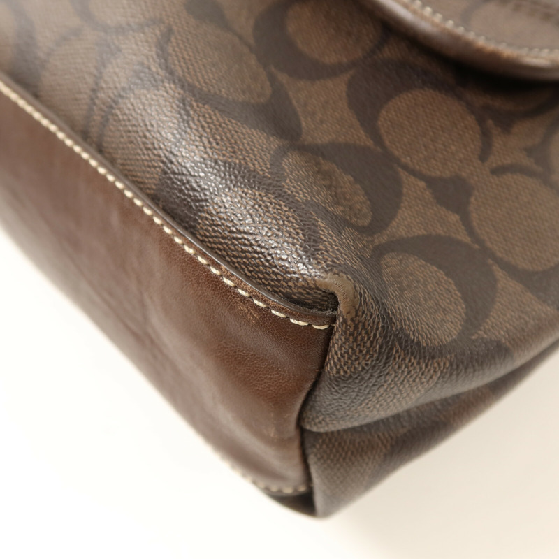 COACH 塗層帆布Shoulder Bag銀扣肩背袋-13